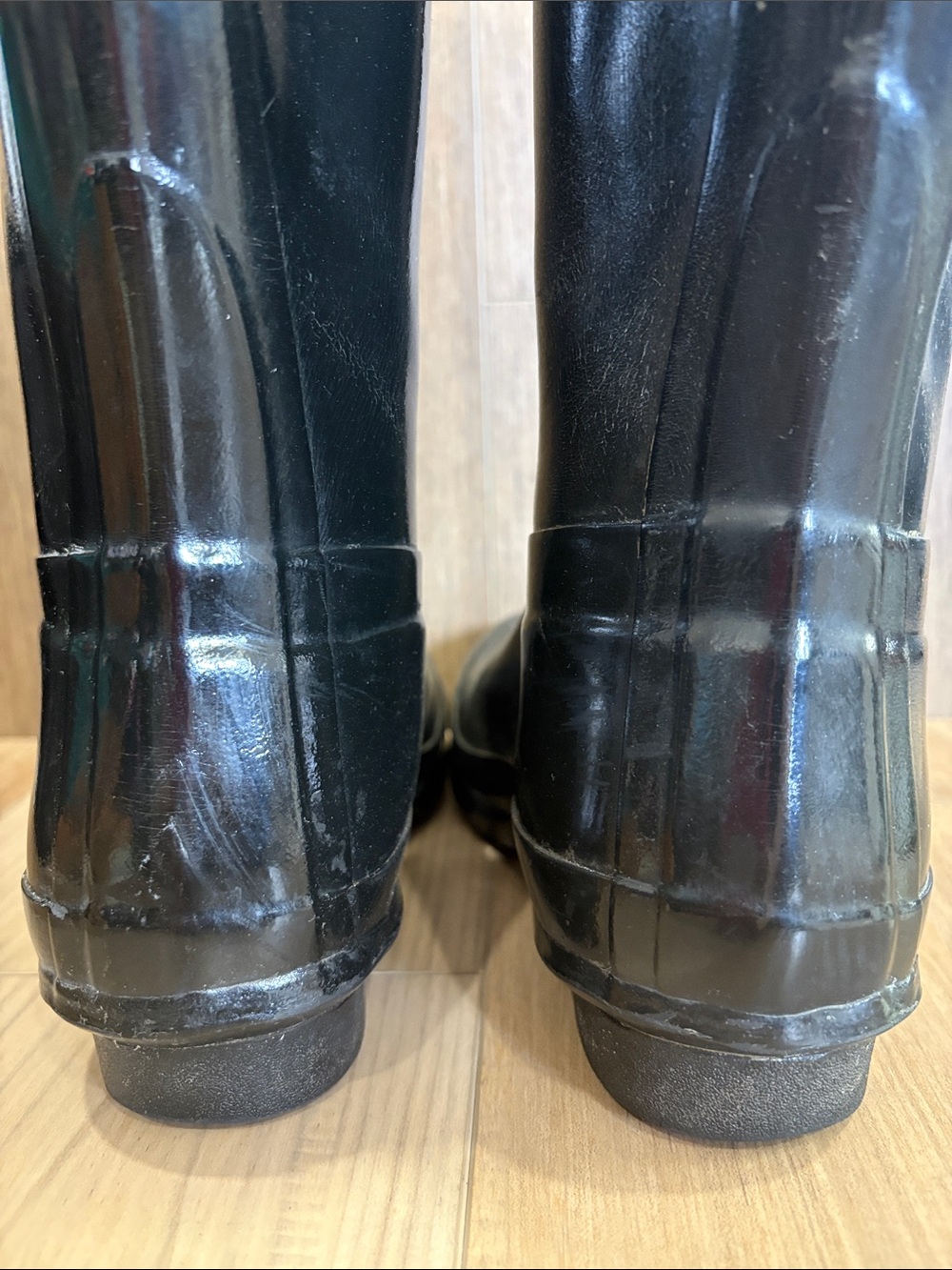 Hunter Original Black Tall Gloss Black Knee-High Rubber Rain Boots Size 8 - Picture 6 of 10